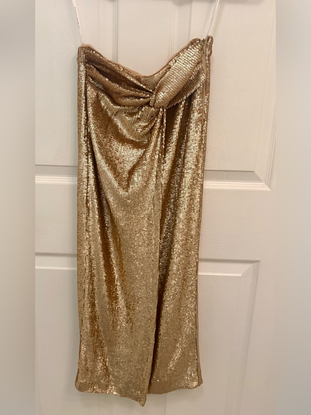 NWOT Donna Karan Gold Sequin Sarong Midi Skirt